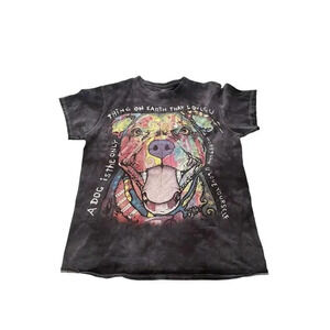 3d Tees Black Short Sleeve Round Neck Graphic Print T-Shirt Size Small